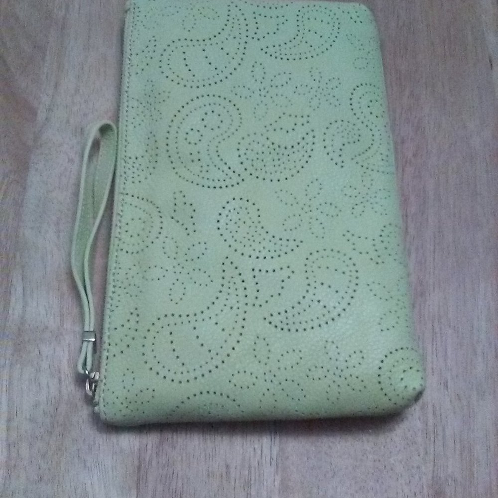 Talbots Perforated Yellow Leather Wristlet